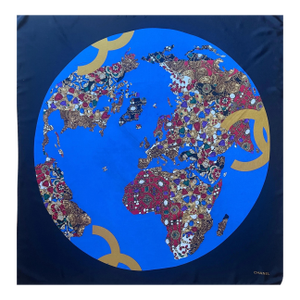 Chanel Silk Scarf Gripoix Globe