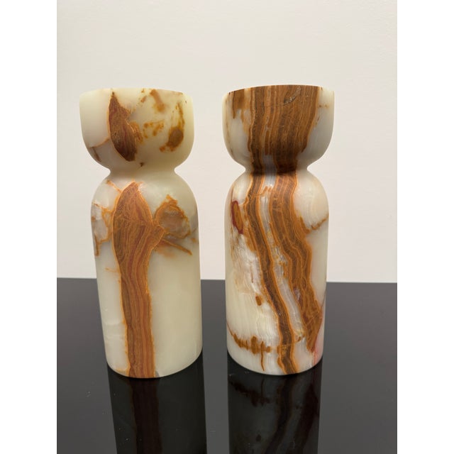 Pair of Stone Candle Holders for Pillar Candles For Sale - Image 10 of 12