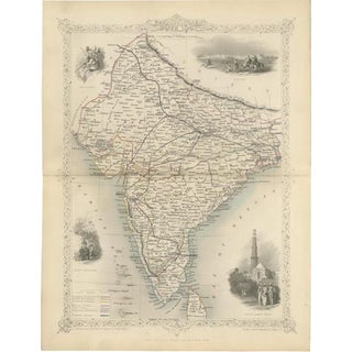 Map of India with Cultural and Natural Vignettes, 1851 For Sale