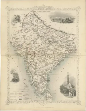 Map of India with Cultural and Natural Vignettes, 1851