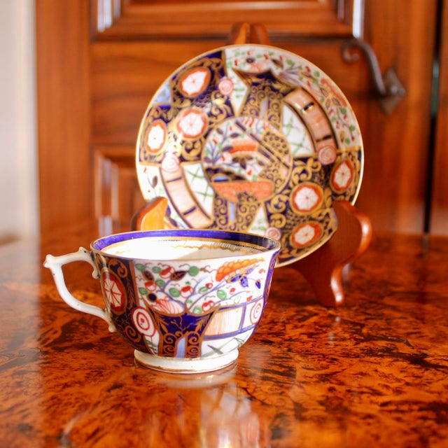 Derby Porcelain Derby Early 19th Century Gilt Imari Cup and Saucer For Sale - Image 4 of 13