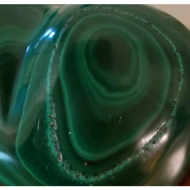 Gemstone Carved Malachite Bulbous Shaped Stones - a Pair For Sale - Image 7 of 9