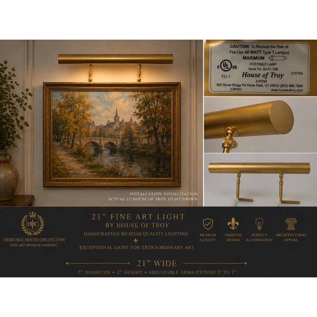 Vintage House of Troy 21" Adjustable Gallery Picture Light – Gold Finish For Sale - Image 9 of 10