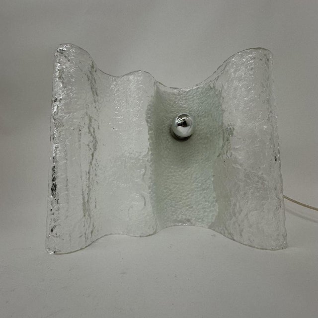 Metal Wave Ice Glass Table Lamp from Kalmar, Germany, 1970s For Sale - Image 7 of 18