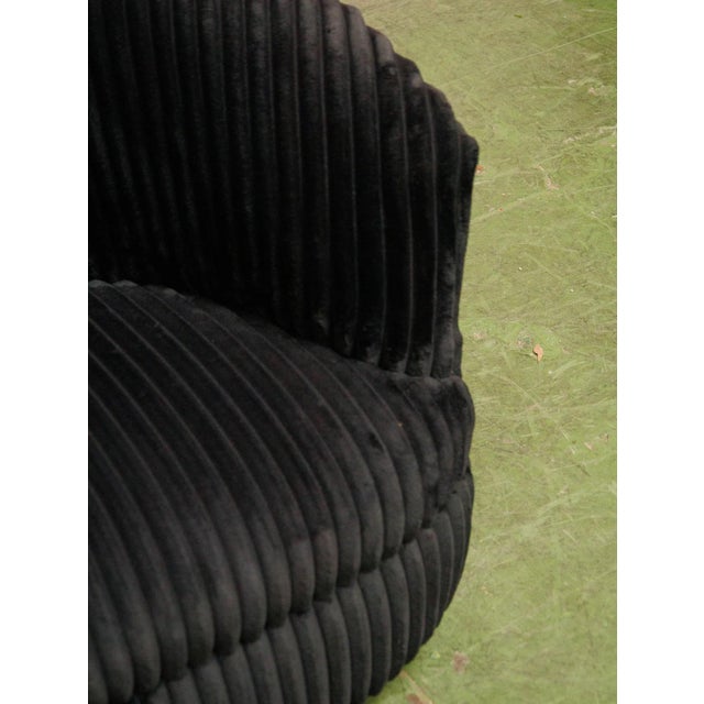 Wide Corduroy Vintage Black Club Chair For Sale In Los Angeles - Image 6 of 6