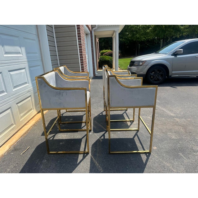 Set of 4 Erin Counter Chairs in Gray Velvet & Polished Gold – Statements by J For Sale In Columbia, SC - Image 6 of 12