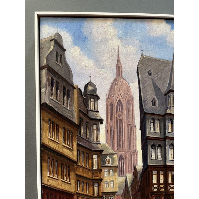 Emil Ross, the View of the Cathedral in Frankfurt Am Main from the Market, 1946, Oil on Canvas, Framed For Sale - Image 4 of 9