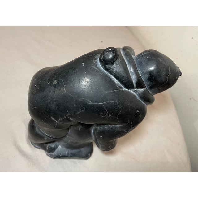 Big Antique Carved Annie Soapstone Canadian Figural Eskimo Seal Sculpture Inuit For Sale - Image 9 of 10