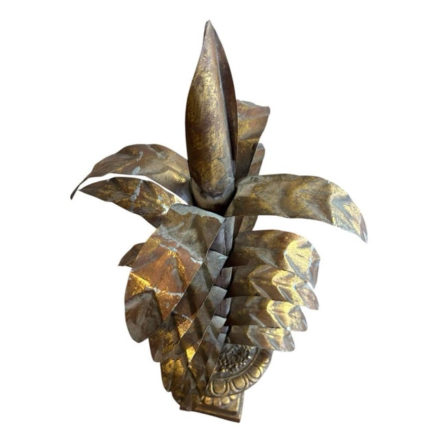 Mid 20th Century Vintage Italian Large Gilt Tole Potted Palm Tree / Plant / Sculpture in Neoclassical Urn For Sale - Image 5 of 5