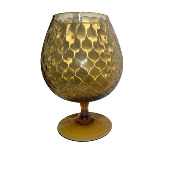 Amber Mid-Century Empoli Stemmed Amber Glass Snifter Vase For Sale - Image 8 of 10