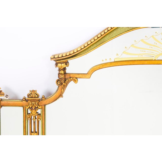Glass Large Antique English Art Deco Overmantel Mirror, 1920s For Sale - Image 7 of 16