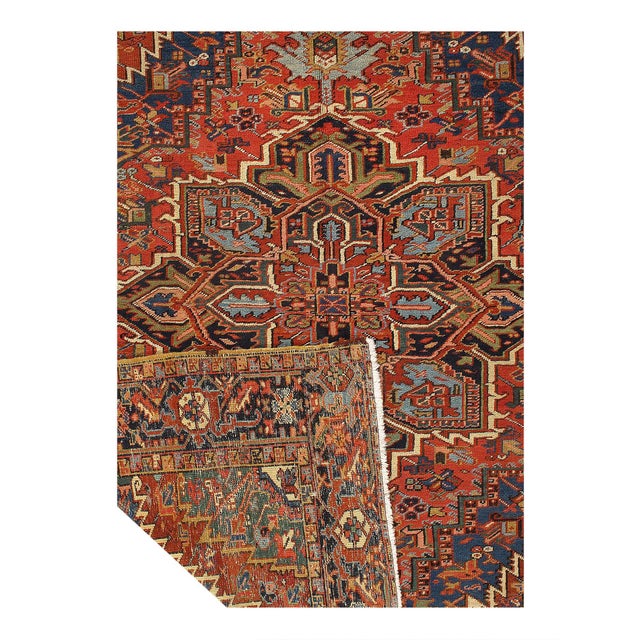 Traditional Pasargad DC Rust Antique Persian Heriz Serapi Rug For Sale - Image 3 of 3