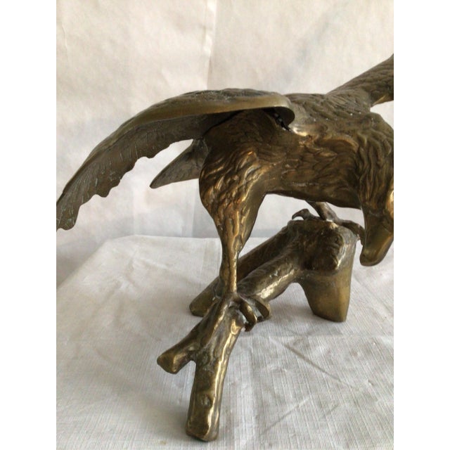 Brass 1950s Brass Eagle on Branch Sculpture For Sale - Image 8 of 10
