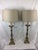 Stately bronze lamps dating from the 1870's. Newly rewired and outfitted with new neutral shades. Good condition, as shown...