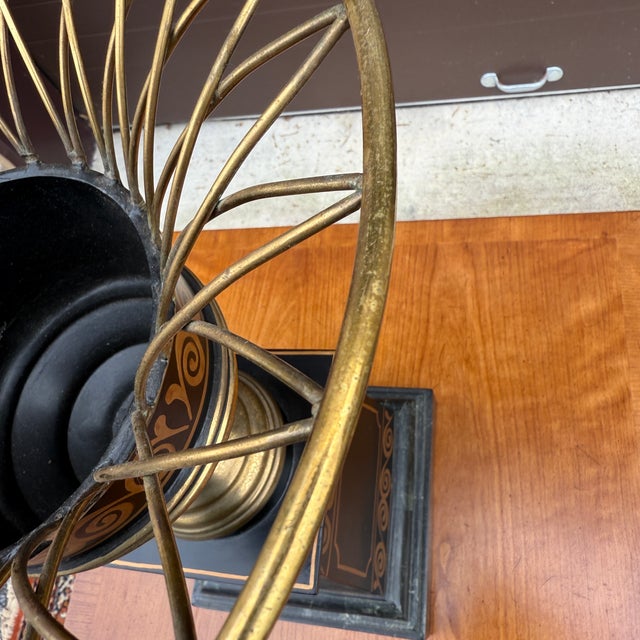 Wood 2000s Maitland Smith Hollywood Regency Marble, Black Lacquer, & Brass Planter For Sale - Image 7 of 17