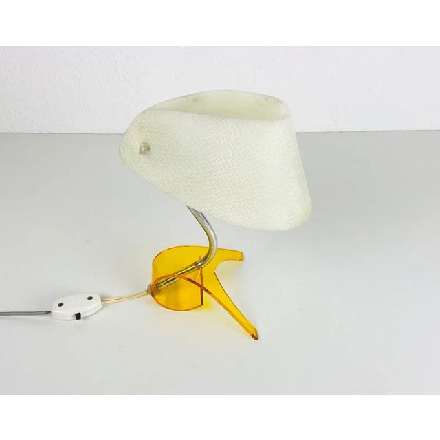 White and Orange Acrylic Glass Table Lamp, 1970s For Sale - Image 9 of 11