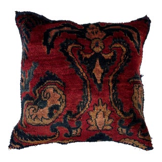Pillow W/Antique Persian Rug Fragment, 1'4" X 1'4" For Sale