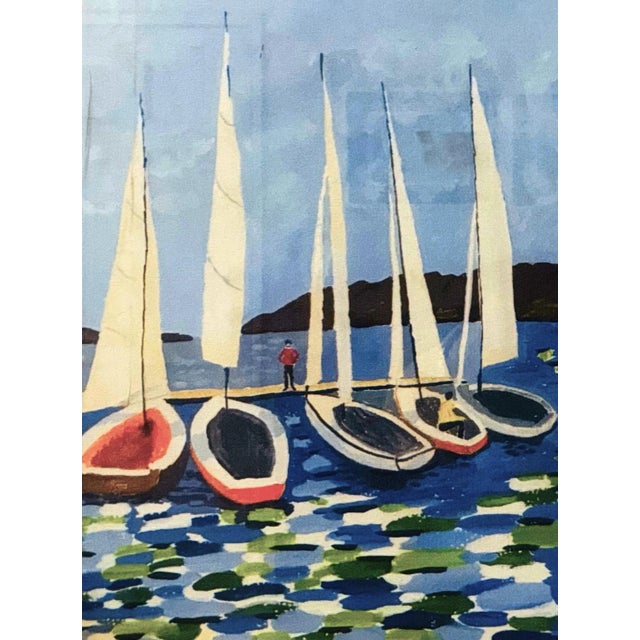 Late 20th-Century Giclée Signed Print on Canvas of Sailboats on Lake Geneva For Sale - Image 11 of 12
