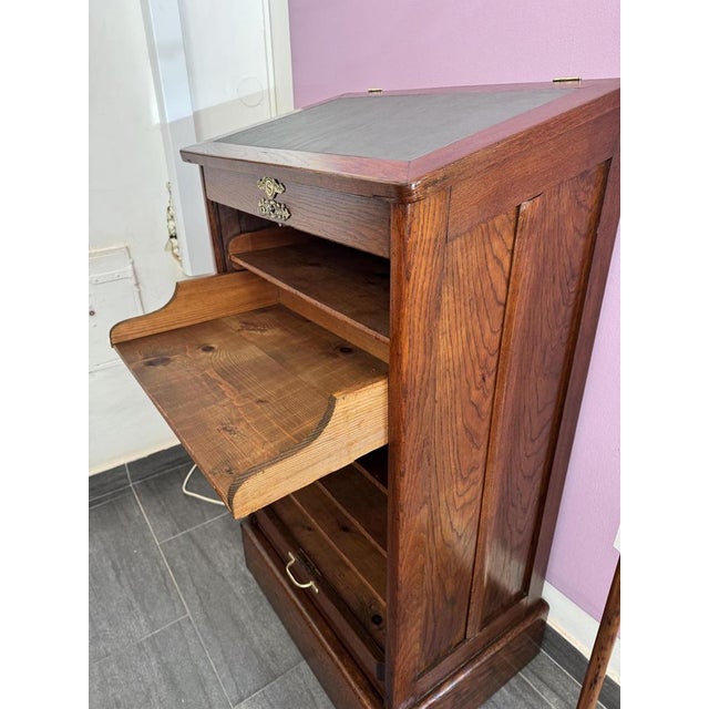 Vintage Roller Shutter Cabinet in Oak, 1930s For Sale - Image 6 of 10