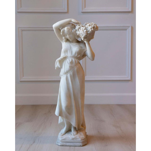 Late 19th / Early 20th-Century Volterra Alabaster Figure of a Flower Girl For Sale - Image 11 of 18