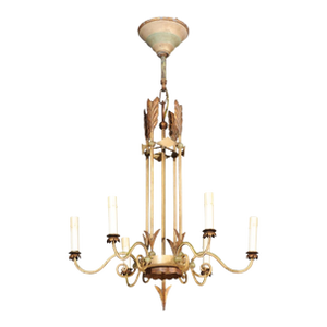 Elegant Neoclassical Six-Light Chandelier in Gilt Iron