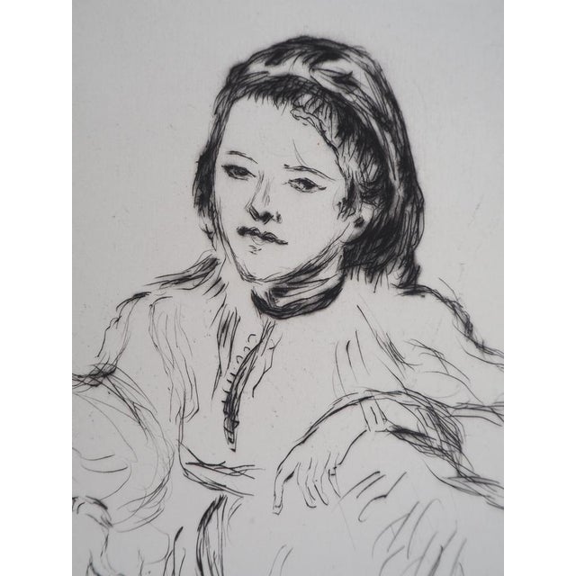 Lucien Mainssieux, Crouching Moroccan Woman, Original Signed Etching, 1949 For Sale - Image 6 of 7