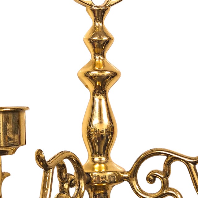 Vintage Ethan Allen Brass Wall Sconces 8" Pair - Classic Candleholders For Sale In San Francisco - Image 6 of 13