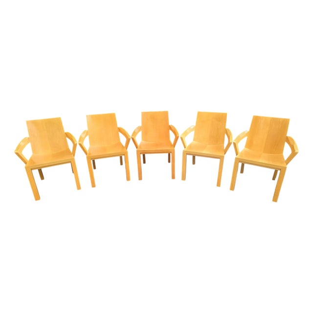 1990s Dakota Jackson "Library" Dining Armchairs- Set of 5 For Sale