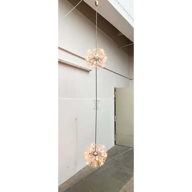 Mid-Century Modern Austrian Double Snowflake Light Installation in Glass and Metal by Emil Stejnar for Rupert Nikoll, Vienna, Austria, 1950s For Sale - Image 16 of 18