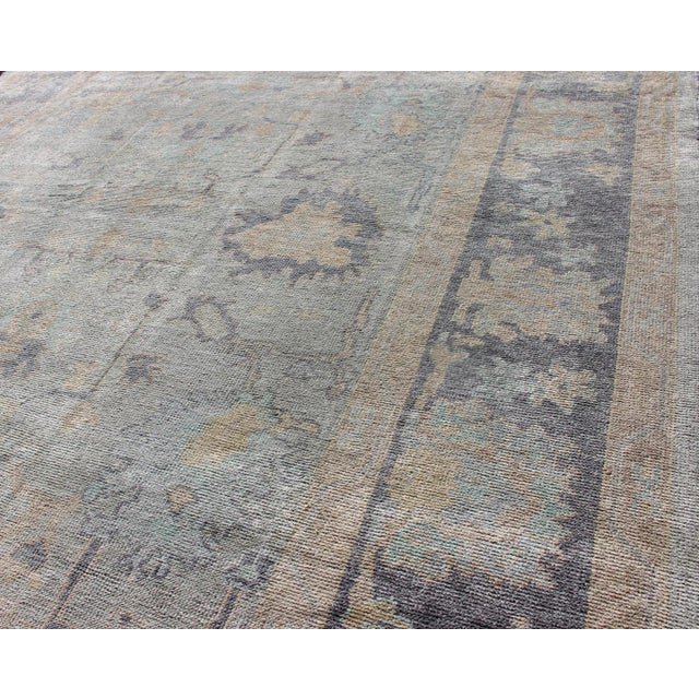 2020s Turkish Oushak Rug With Fine Handspun Wool in All Over Design For Sale - Image 5 of 13