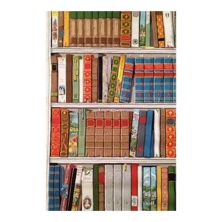 Brunschwig & Fils Bibliotheque Multicolor Wallpaper Roll Remnant For Sale