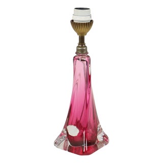 Purple and Pink Crystal Table Lamp from Val Saint Lambert, 1960s For Sale