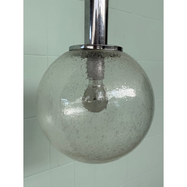 Vintage Industrial Italian Pendant Light in Pulegoso Glass Sphere, 1960s For Sale - Image 14 of 16