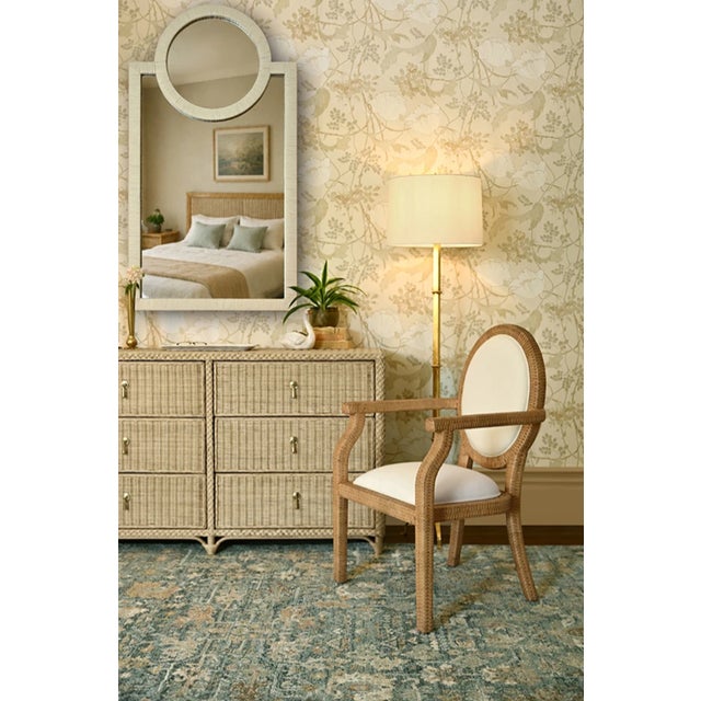 Matthew Izzo Home Blythe Rattan Wrapped Cameo Back Armed Dining Chair For Sale - Image 9 of 10