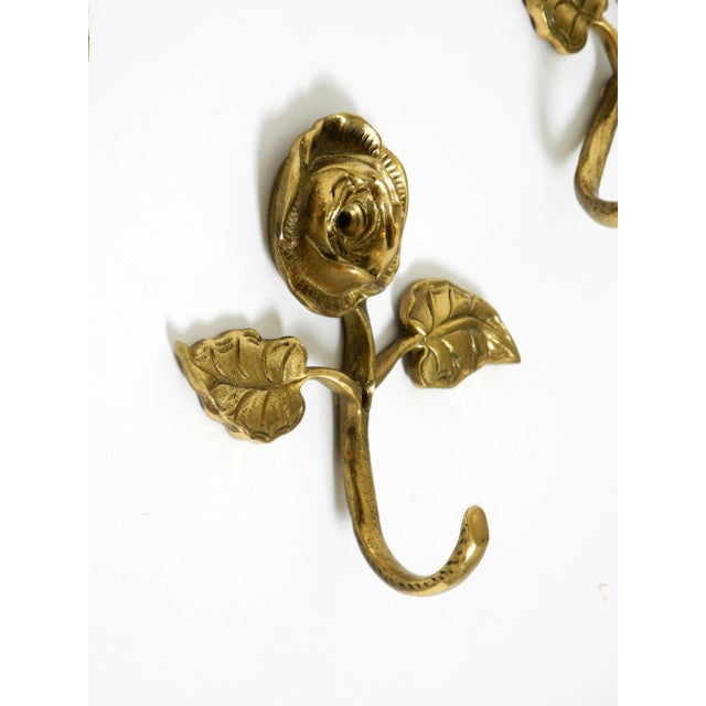 Gold Mid-Century Brass Rose Wall Coat Hooks, 1950s, Set of 5 For Sale - Image 8 of 10