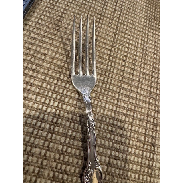 Antique Gorham "Old English" Sterling Silver Dinner fork. Monogram of "J.Mc.C" on front handle. Excellent condition. 46.9...