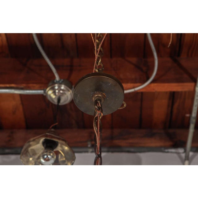 American Mid-Century Five-Light Brass Finish Chandelier For Sale - Image 3 of 10