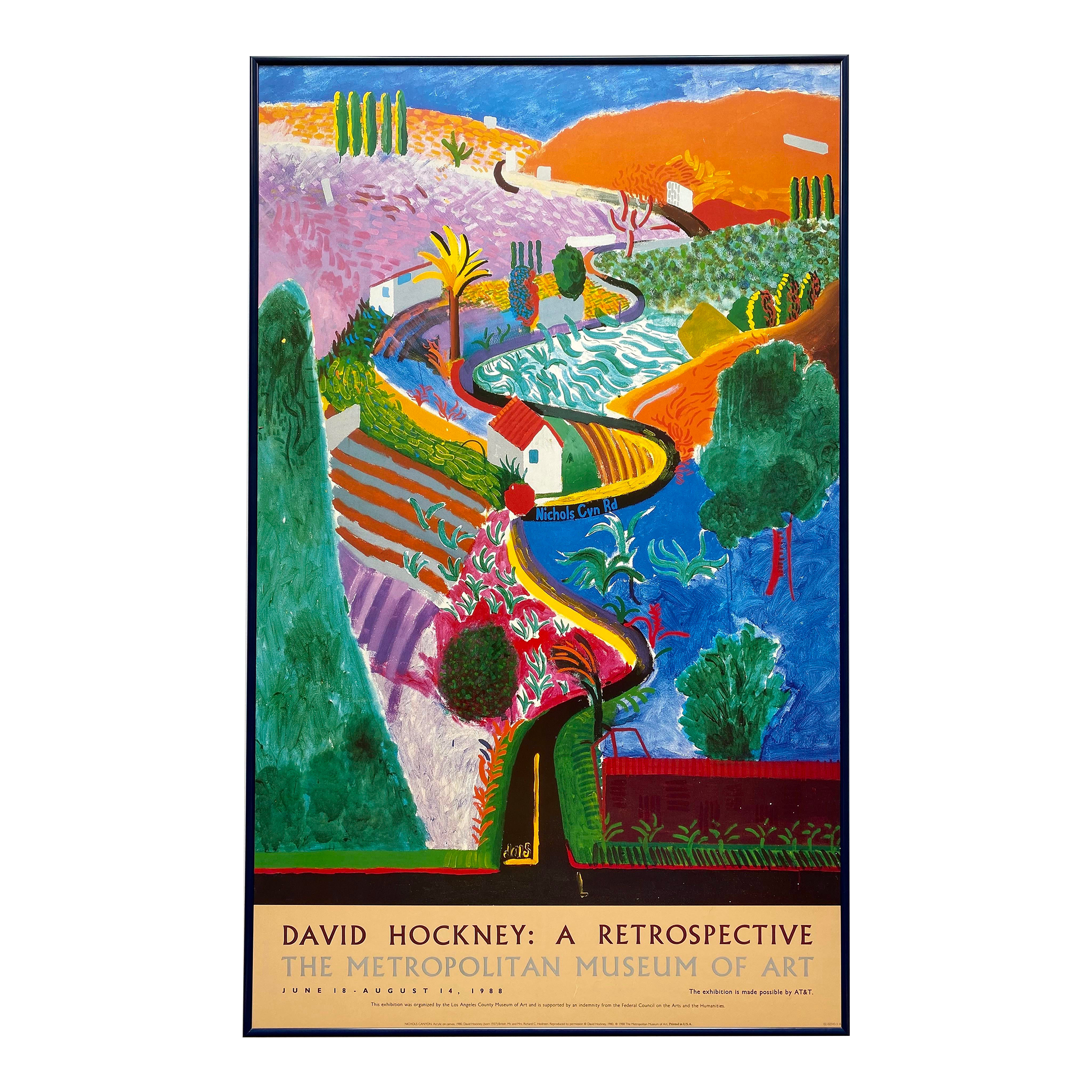 David Hockney Vintage 1988 Lithograph Print Framed Large Museum