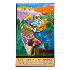 David Hockney Vintage 1988 Lithograph Print Framed Large Museum Exhibition Poster " Nichols Canyon " 1980