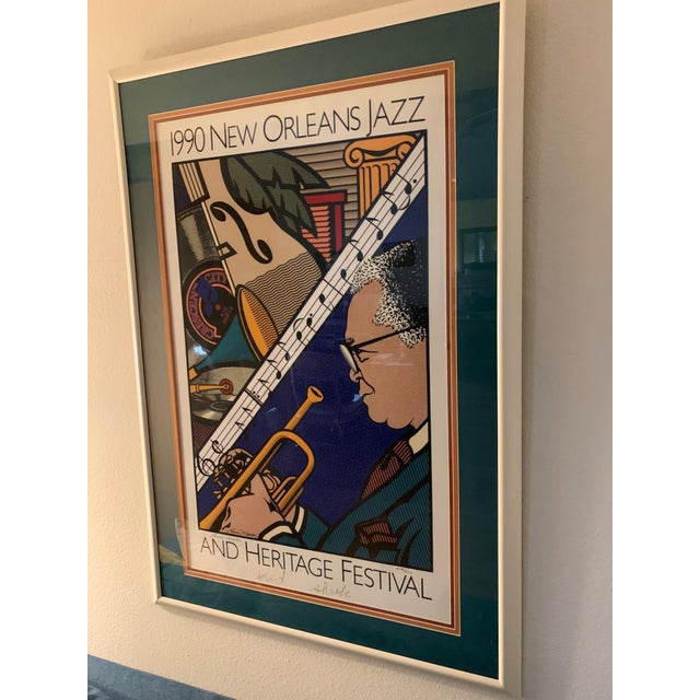 1990s 1990 New Orleans Jazz Fest Kid Sheik Poster — Double-Signed Special Edition 414/500, Louise Mouton For Sale - Image 5 of 12