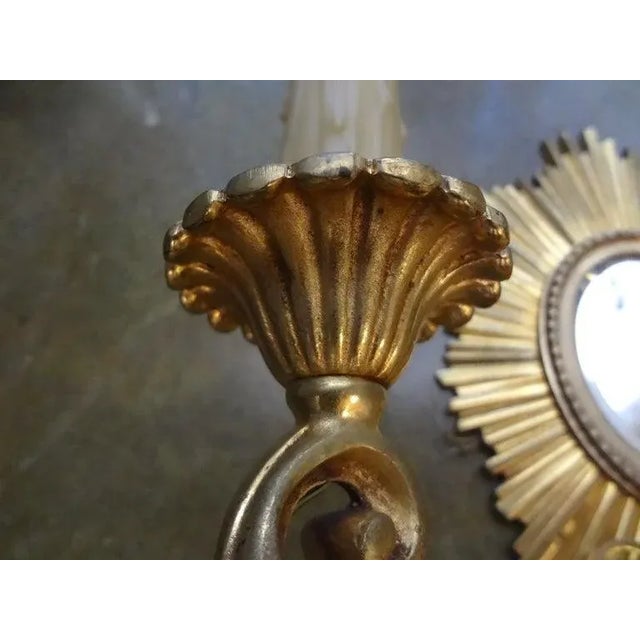 French Maison Bagues Style Bronze Sunburst Sconces-A Pair For Sale - Image 9 of 12