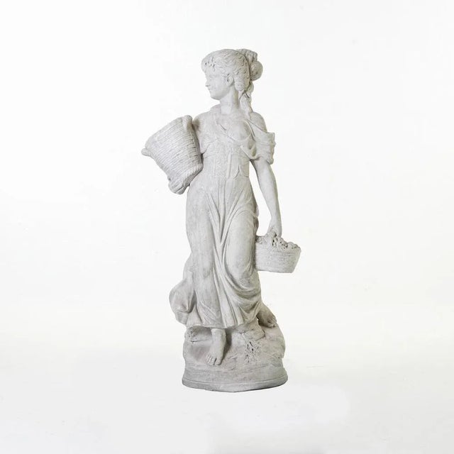 Gustavian (Swedish) Garden Sculpture of Woman with Baskets, 1920s For Sale - Image 3 of 8