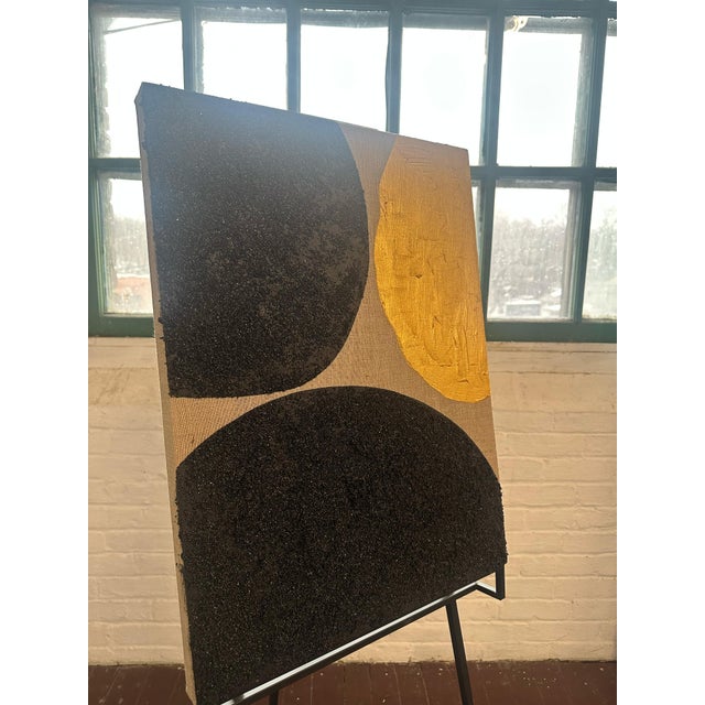 Contemporary Gold and Carbon Painting on Spanish Linen Minimalist Painting, "Bounce For Sale - Image 3 of 3