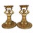 Vintage Pair of Gilt Bronze Kneeling Figure Candlesticks - Buddhist Altar Lamps For Sale