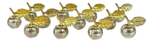 Vintage Set of 12 Silver and Gold Plate Apple Place Card Menu Holders