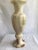 1960s Carved Onyx Urn Vase This elegant large vase is composed of layers of cream and earthy green onyx banding. With...