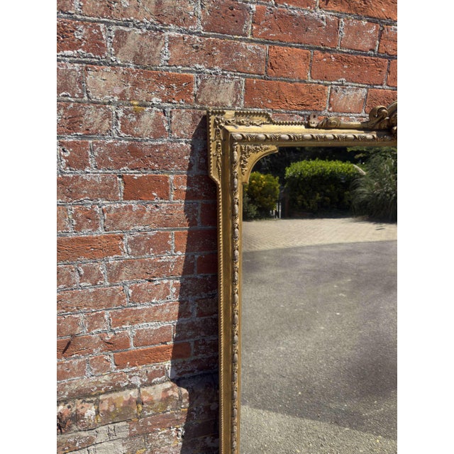 Large Antique English Carved Wood and Gesso Gilt Overmantle Mirror, 1800s For Sale - Image 5 of 8