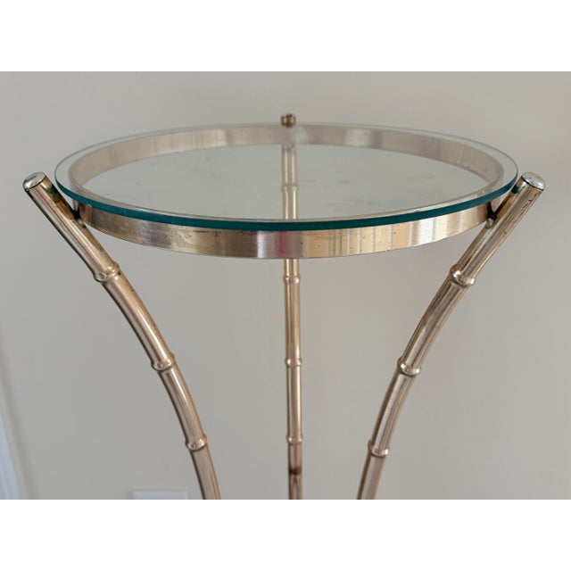 1970s Faux Bamboo Brass Plant Stand For Sale - Image 4 of 14