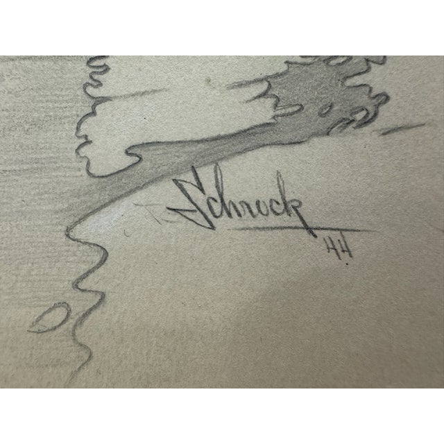 1940s 1940s Original Signed Graphite Illustration of Art Deco Swimmer in Water, 14 X 10 In. For Sale - Image 5 of 6