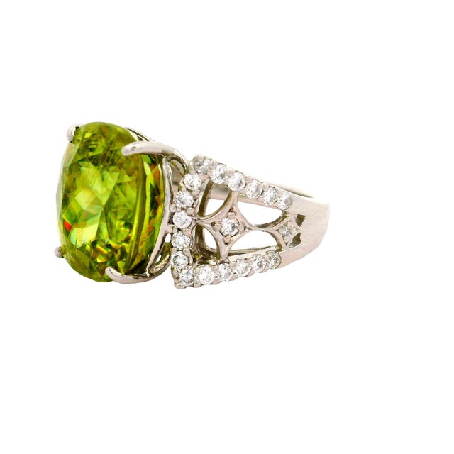 10.09 Carat Sphene Diamond Platinum Ring, Size 5.75 For Sale In Los Angeles - Image 6 of 6